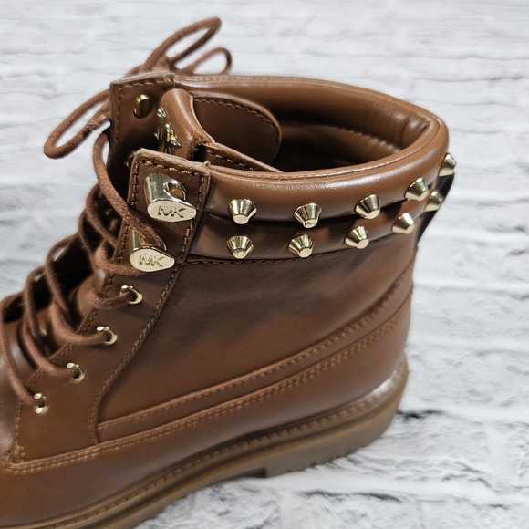 MICHAEL KORS Turner Astor Stud Brown Leather Boots WOMENS SIZE 10 - Picture 6 of 11